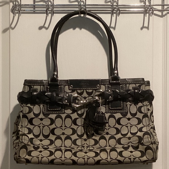 Coach “Hampton” Signature Logo Canvas/Leather Purse/Satchel/Bag - Picture 1 of 6